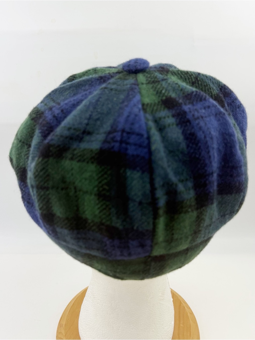 Vintage The Limited Green Blue Plaid Wool Newsboy Cap Hat Academia Italy Y2K - Picture 4 of 8